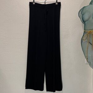 CO Essentials 100% Merino Wool Knit Wide Leg Women's Pants-Black